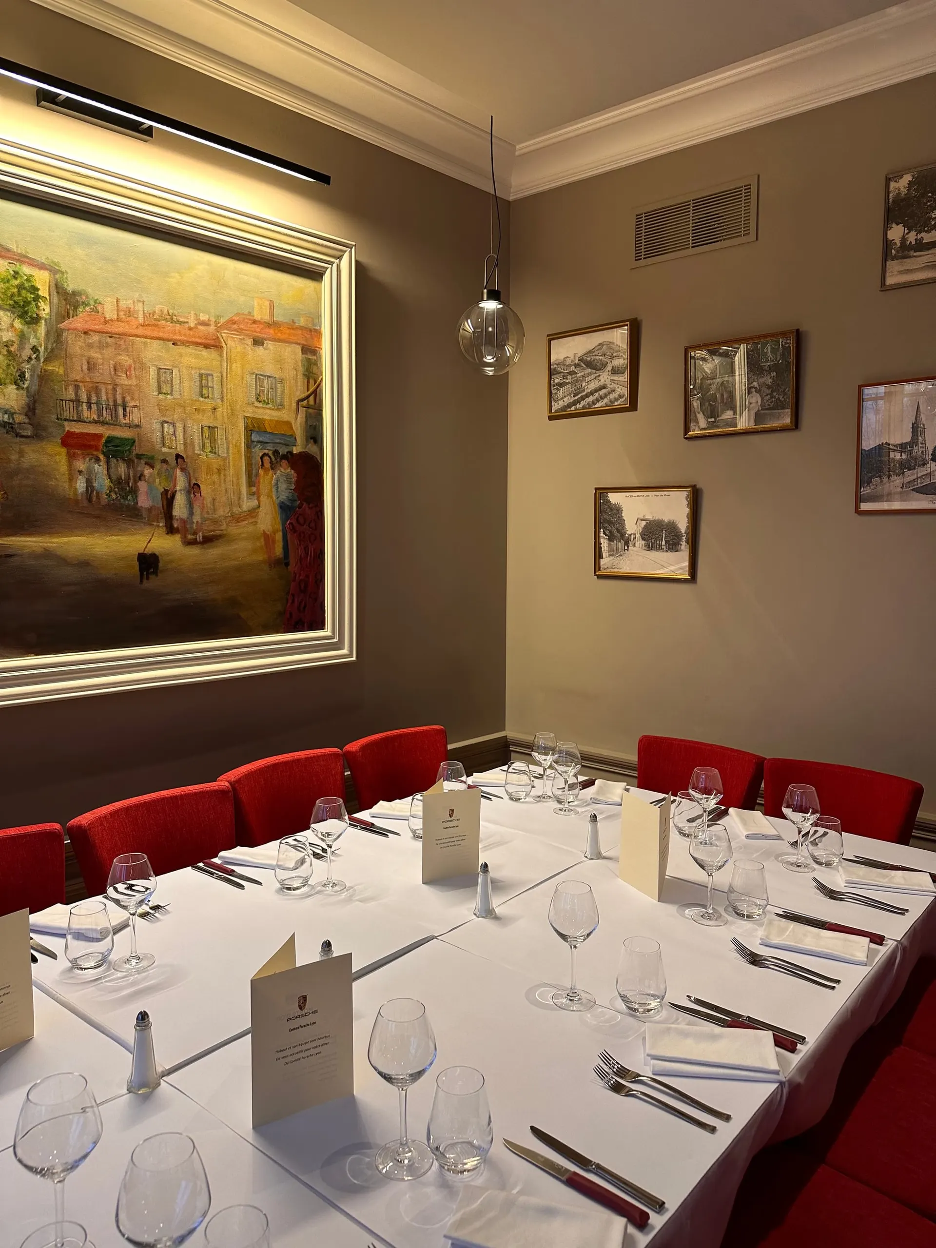 A table set for a group event